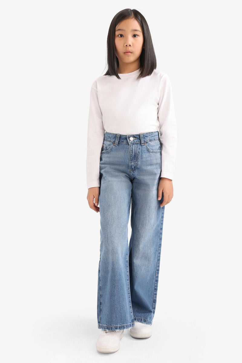 DeFacto Blue Girl Girl Wide Leg Jeans Casual - Image 3